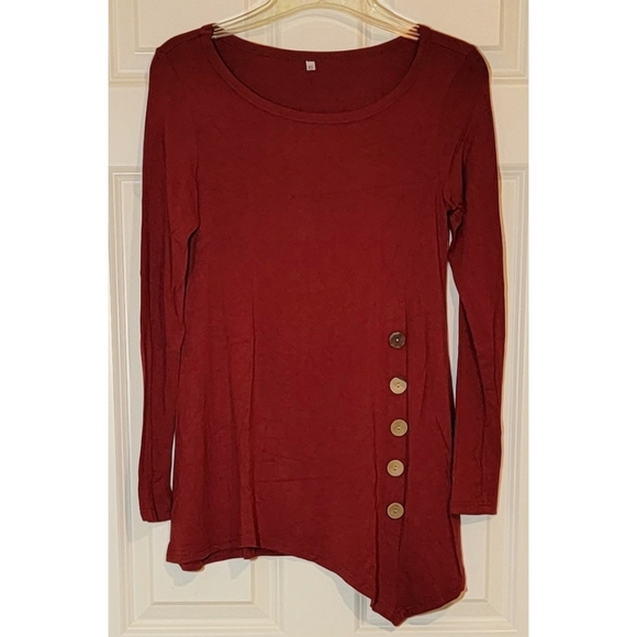 ❤️‍🔥$5~ VIISHOW Long Sleeve Scoop Neck Button Side Tunic Top Blouse - Picture 2 of 6